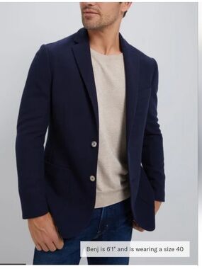 Tuckernuck Spruce Knit Travel Blazer Suit Jacket Coat Navy Blue Sz 42 NWT Mens